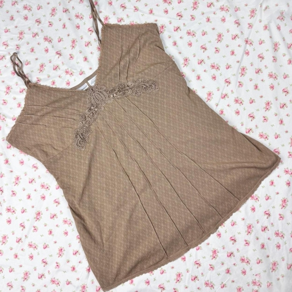 No Boundaries | Light Brown Taupe Lacey Tank Top Cami